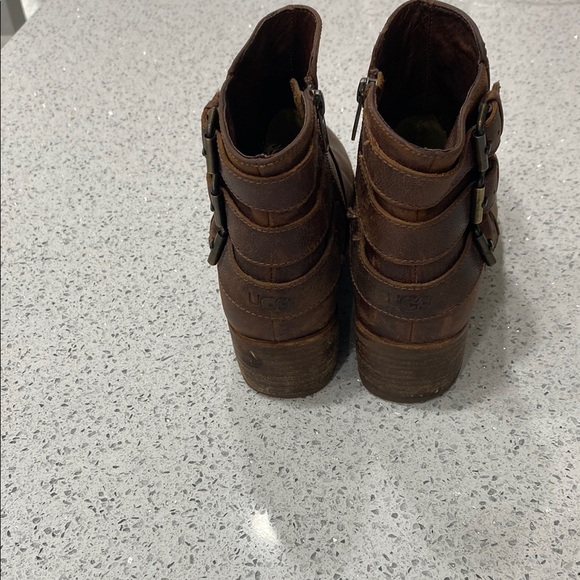 UGG Brown Ankle Boots with Buckle Straps and Low Heel - Picture 6 of 11